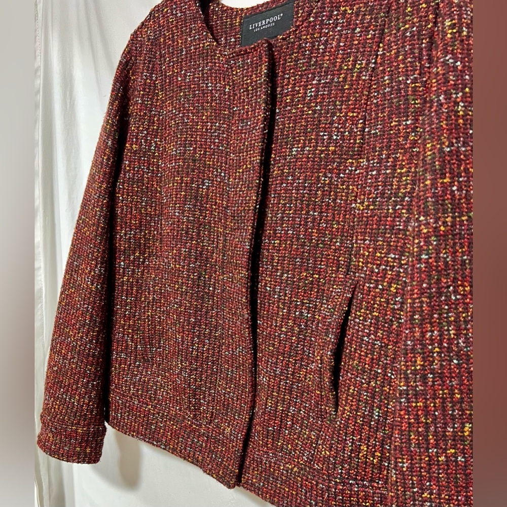 Liverpool Los Angeles Collarless Zip Up Tweed Jacket Office Casual Colorful Chic - Picture 7 of 16